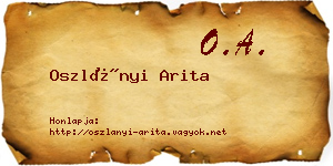 Oszlányi Arita névjegykártya